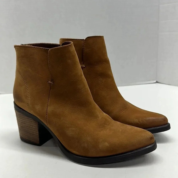 Steve Madden Pawel High Heel Suede Ankle Boots Boot Cognac Brown Women's Size 8 - Picture 2 of 11